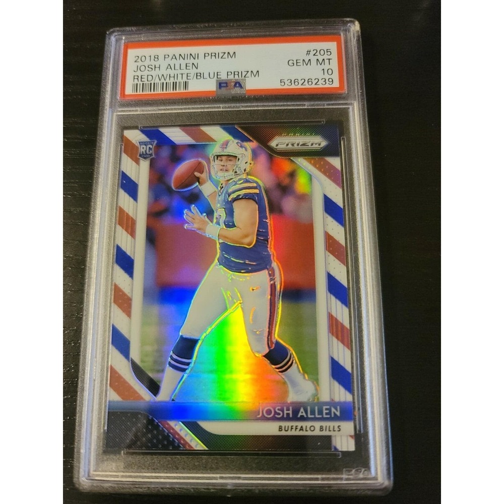 2018 Panini Prizm Red White & Blue #205 Josh Allen RC Rookie PSA 10 Gem Bills